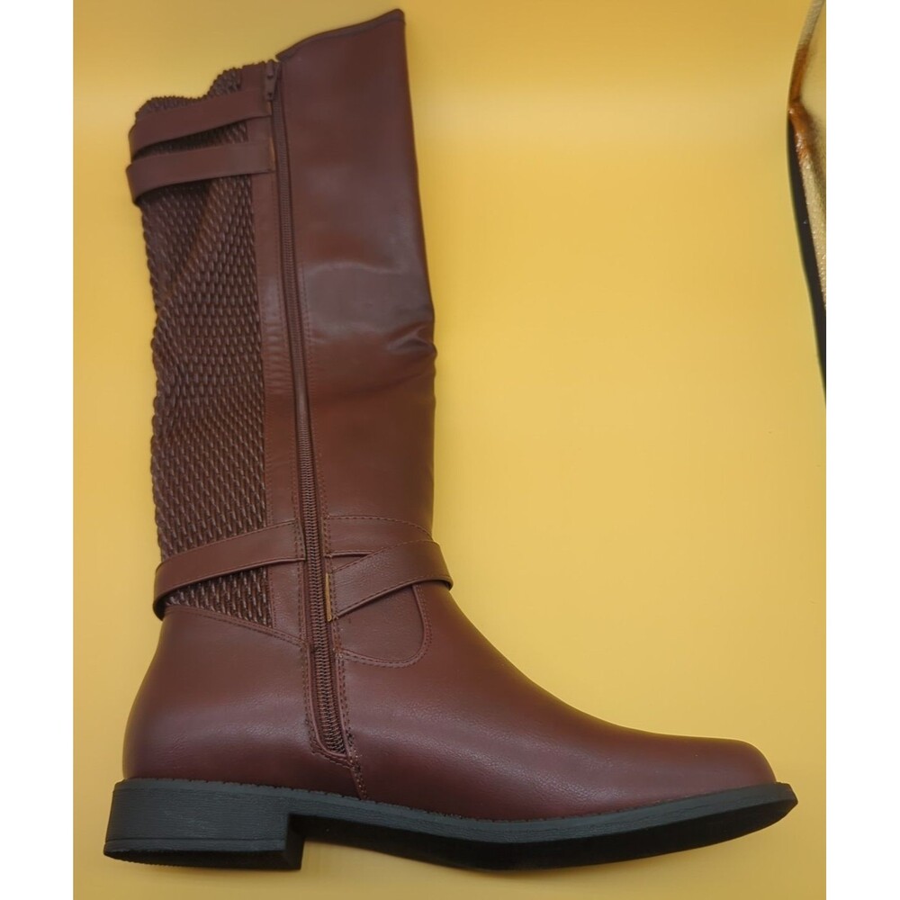 Shoe Dazzle Tessa Textured Flat Boot Women’s Sz 9.5 Bordeaux Riding Boot - Picture 10 of 15
